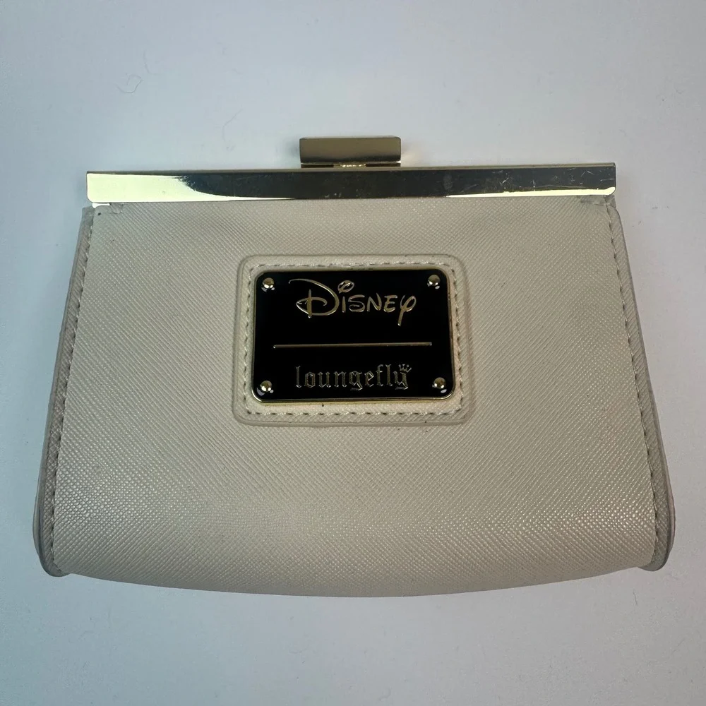 Disney Loungefly Snow White Poison Apple Kisslock Wallet Cream Red Faux Leather